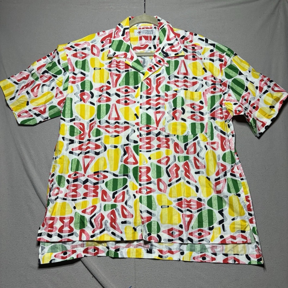 Bjorn Borg Menswear Collection Button Down Shirt Abstract Vintage Tennis M‎ Rare